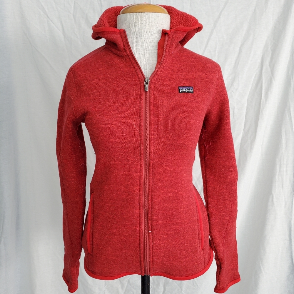Patagonia red fleece lined sweater hoodie